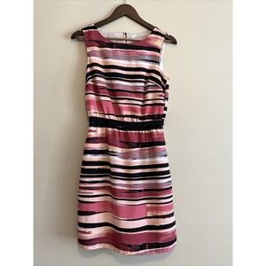 Ann Taylor Loft Dress Pink Stripe Lightweight Sleeveless‎ Size XS Career Cute!
